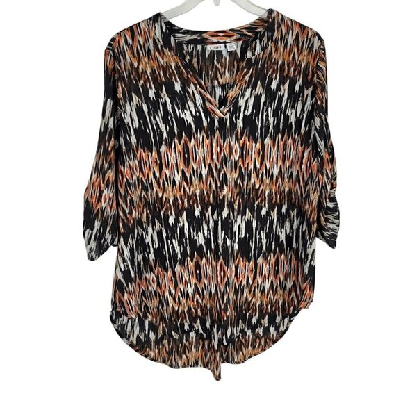 VTG Y2K Cato Fall Autumn Tunic Blouse Black Orange 18 witchy artsy grunge - Picture 1 of 5